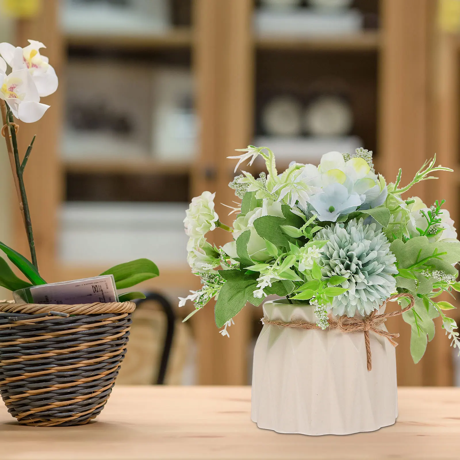 

1Set Ceramic Flower Bonsai Artificial Potted Plants Simulation Decor Home Desktop Adornment Fake Greenery Potted Plants Decor