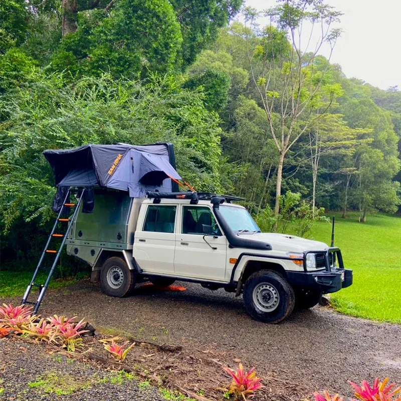 SAN HIMA 4 Person Aluminum Clamshell Hard Shell Roof Top Tent Car Hardshell Rooftop  RTT For 4x4 Offroad Camping