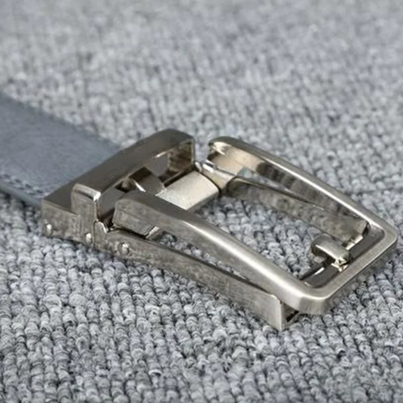 Cintura alla moda di alta qualità per cintura da ufficio in pelle a due strati grigio scuro da 3.5cm con fibbia automatica da uomo