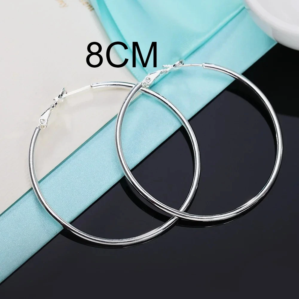 Bestseller Hochwertige 925 Sterling Silber Klassische 5-8CM Große Kreisohrringe Damen Party-Schmuck Modische Weihnachtsgeschenke