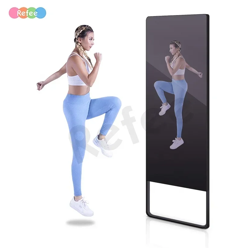 Large Interractive Fitness Workout Smart Home Gym Trainer Electronic Glass Display Mirror For Gym Wall