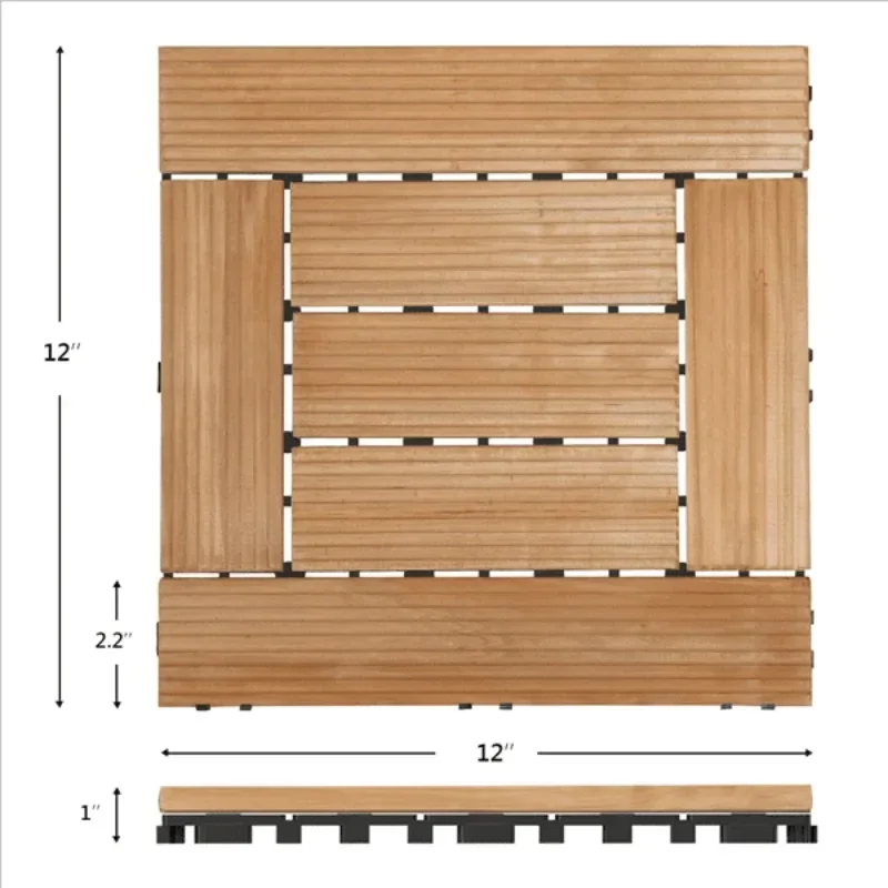 27 szt. Wewnętrzne i zewnętrzne drewniane płytki podłogowe do ogrodu patio, 12 \