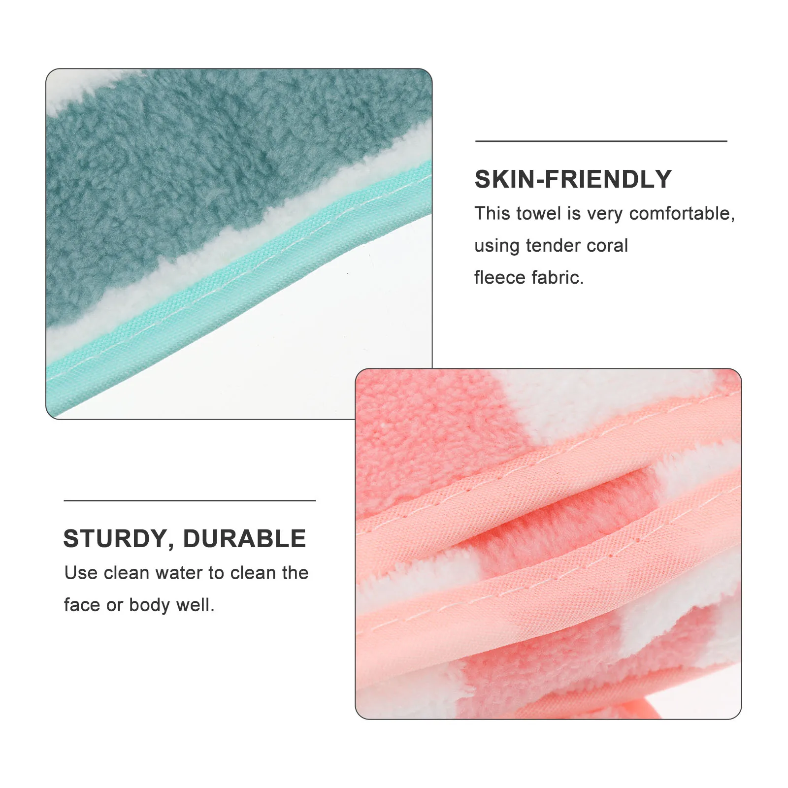 

4 Pcs Color Striped Face Towels Thick Coral Fleece Soft Absorbent Reusable Travel Bath Pink Cleaning Household