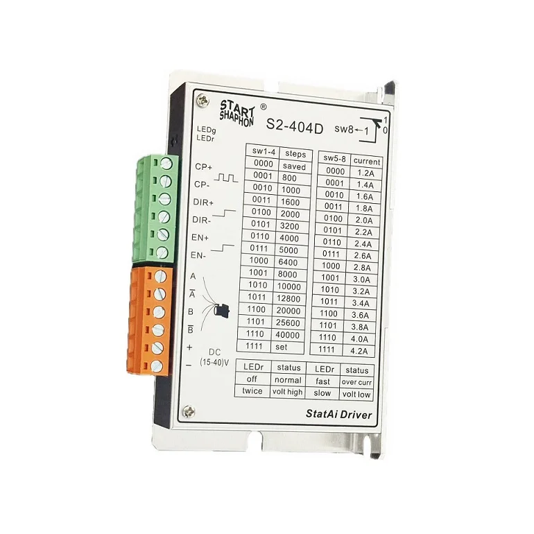 The S2-404D two-phase stepper driver is used to drive a type 57 two-phase stepper motor with a maximum output current of 4.2A.
