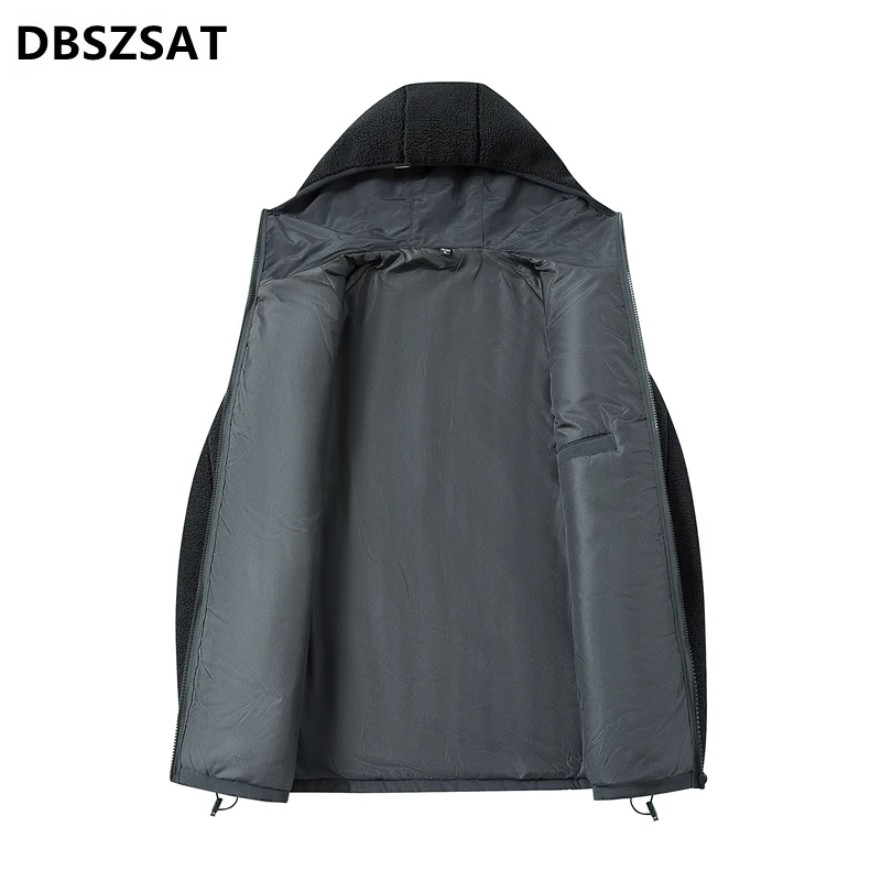 Winter  Men's Parka Fleece Jacket Fashion Letter Embroidery Hooded Windbreaker Oversized Coat Men Casual Thicken Warm Jackets