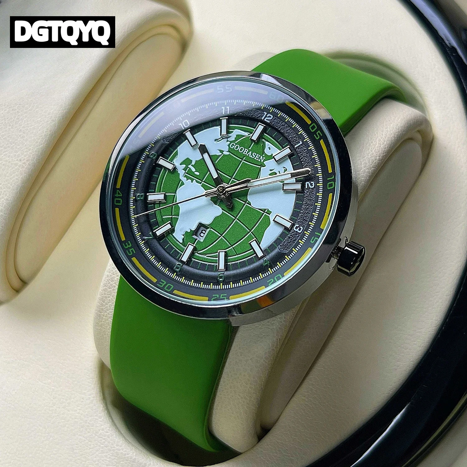 2026 Fashion Map Dial Watches for Men Men's Earth Green Map Business Watch Waterproof Luminous Quartz Watch