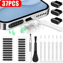 Mobile Phone Charging Port Cleaning Brush Dust Plug for Type C iPhone 15 Samsung Mi Speaker Dust Mesh Sticker Anti-Dust Cleaner