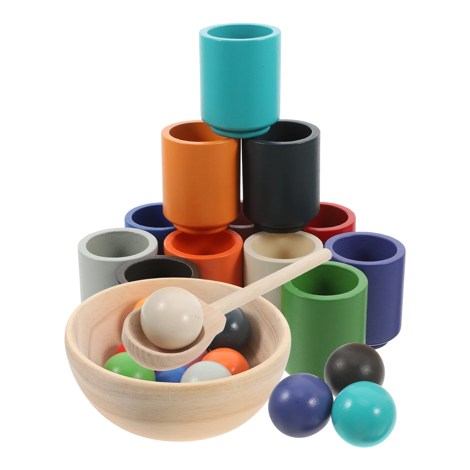 Bead Toys Color Sorting Recognition Wooden Ball Children's Cup Cognitive Educational Baby