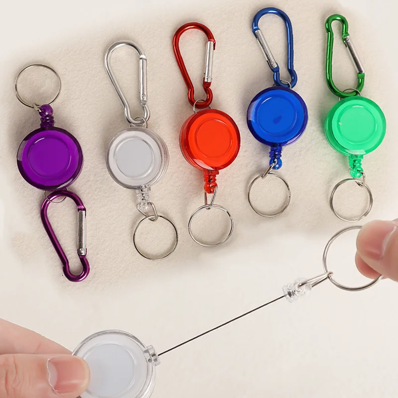 1/2pcs Colorful Multifunctional Roll Retractable Keychain Pendant Rope Bag Recoil ID Card Holder Keyring Key Chain Steel Cord