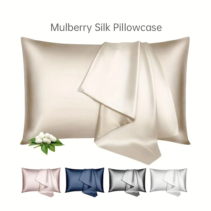 

1pc Luxury Silk Pillowcase, Solid Color Double-sided Soft Cozy Throw Silk Pillow Covers With Invisible Zipper For Sleeping