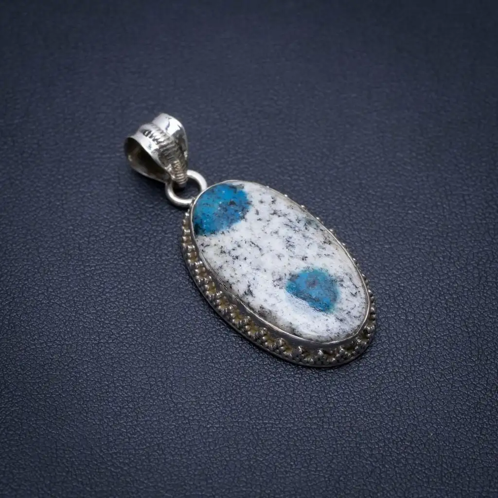 StarGems K2 Azurite Handmade Unique 925 Sterling Silver Pendant 1 1/2