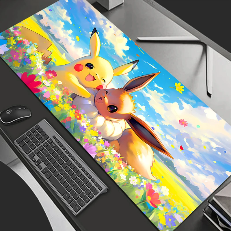 Tappetino per mouse da gioco Tappetino per mouse per computer di grandi dimensioni con chiusura in gomma naturale Stampa HD con bordo Gaming P-Pokemons Tappetino per mouse Eevee XXL
