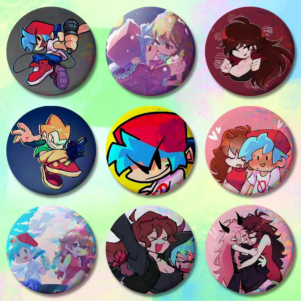 

F-Friday N-Night F-Funkin Enamel Pin Tinplate Round Brooch Cosplay Nijigen Otaku Culture Badges 58mm 44mm 32mm 75mm 25mm