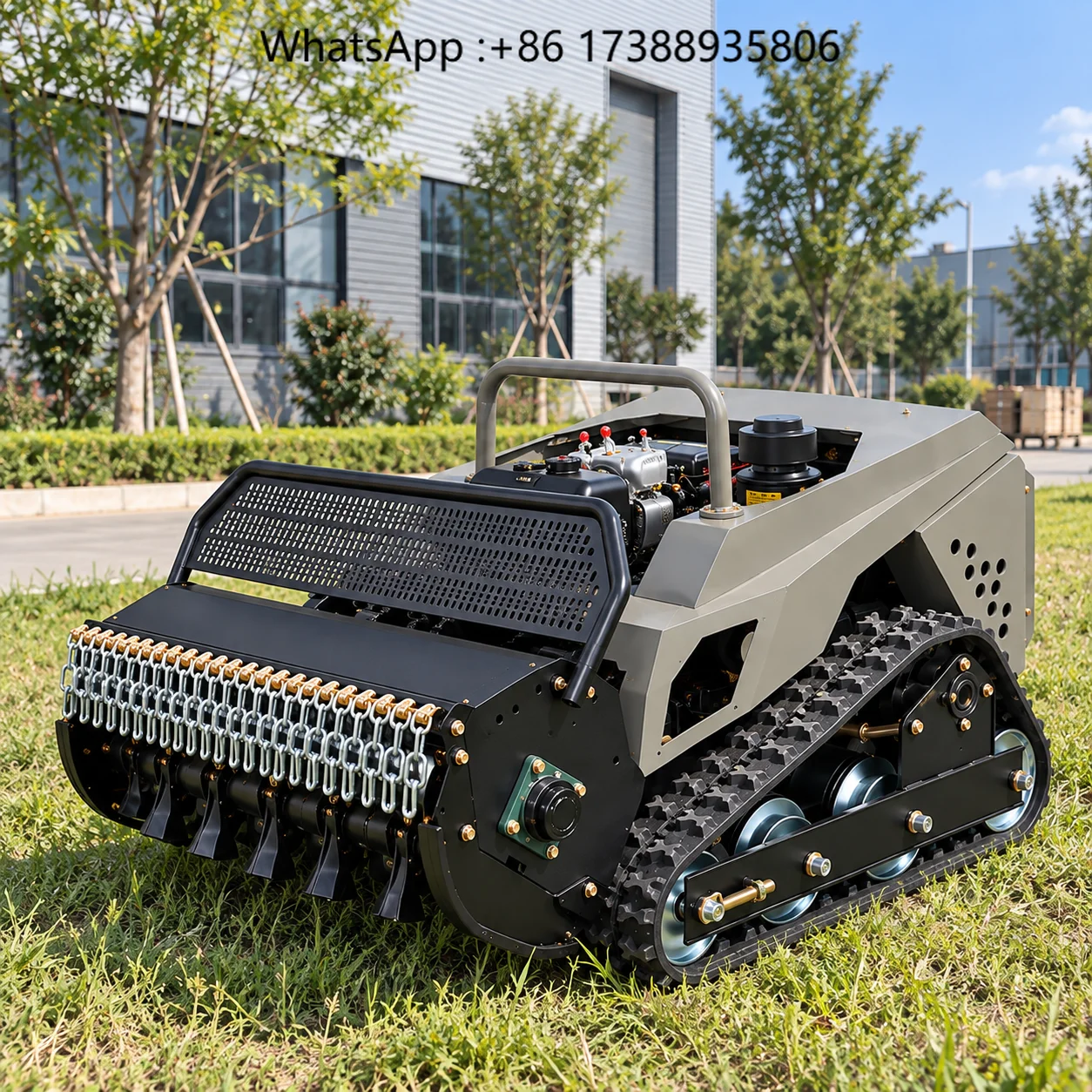 Antspower Remote Control Crawler Lawn Mower 800mm Flail Grass Cutter for Solar Farm Orchard and Steep Terrain Use