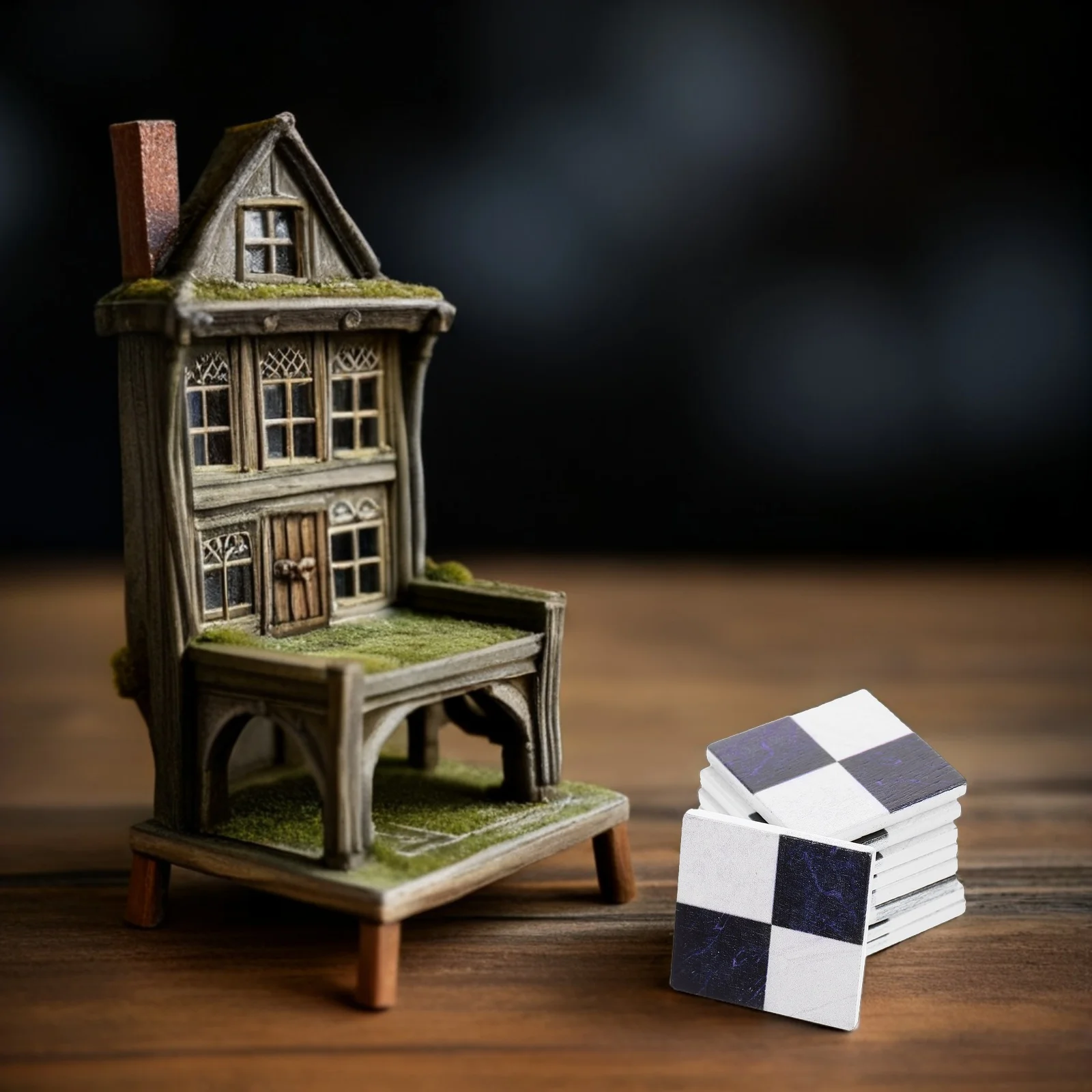 

45 Pcs Flooring Miniature Model Dollhouse Wood Lattice Tiny Wooden Tiles Square Floors Artificial Floorboard