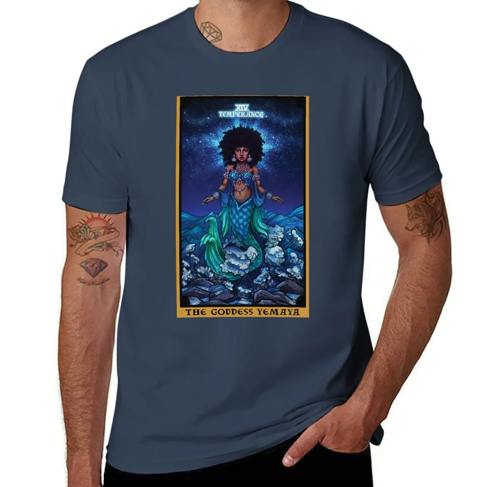 

The Goddess Yemaya Temperance Tarot Card T-Shirt Sun Protective Outdoor Tee Top