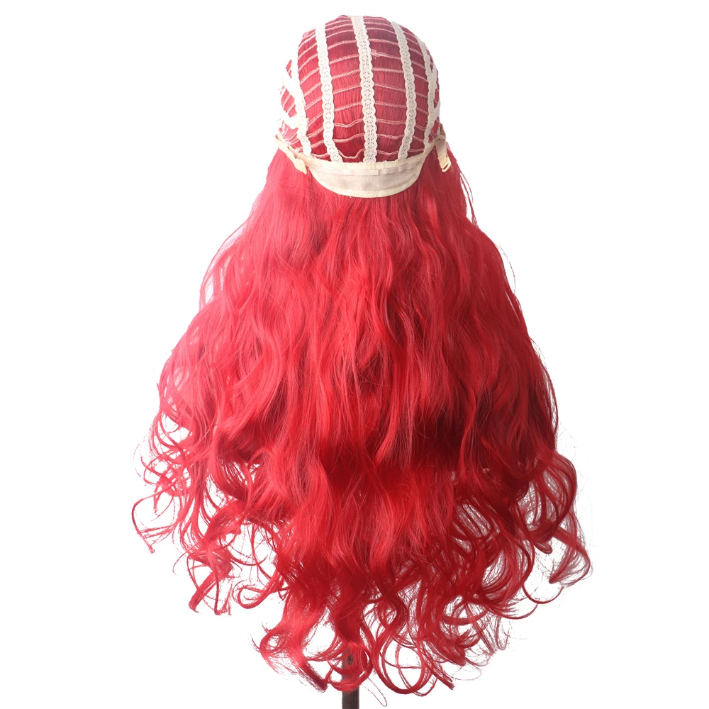 WoodFestival Party Synthetic Hair Red Wig Cosplay Wigs For Women Wavy Long Blue Blonde Pink Purple Grey Dark Brown Burgundy