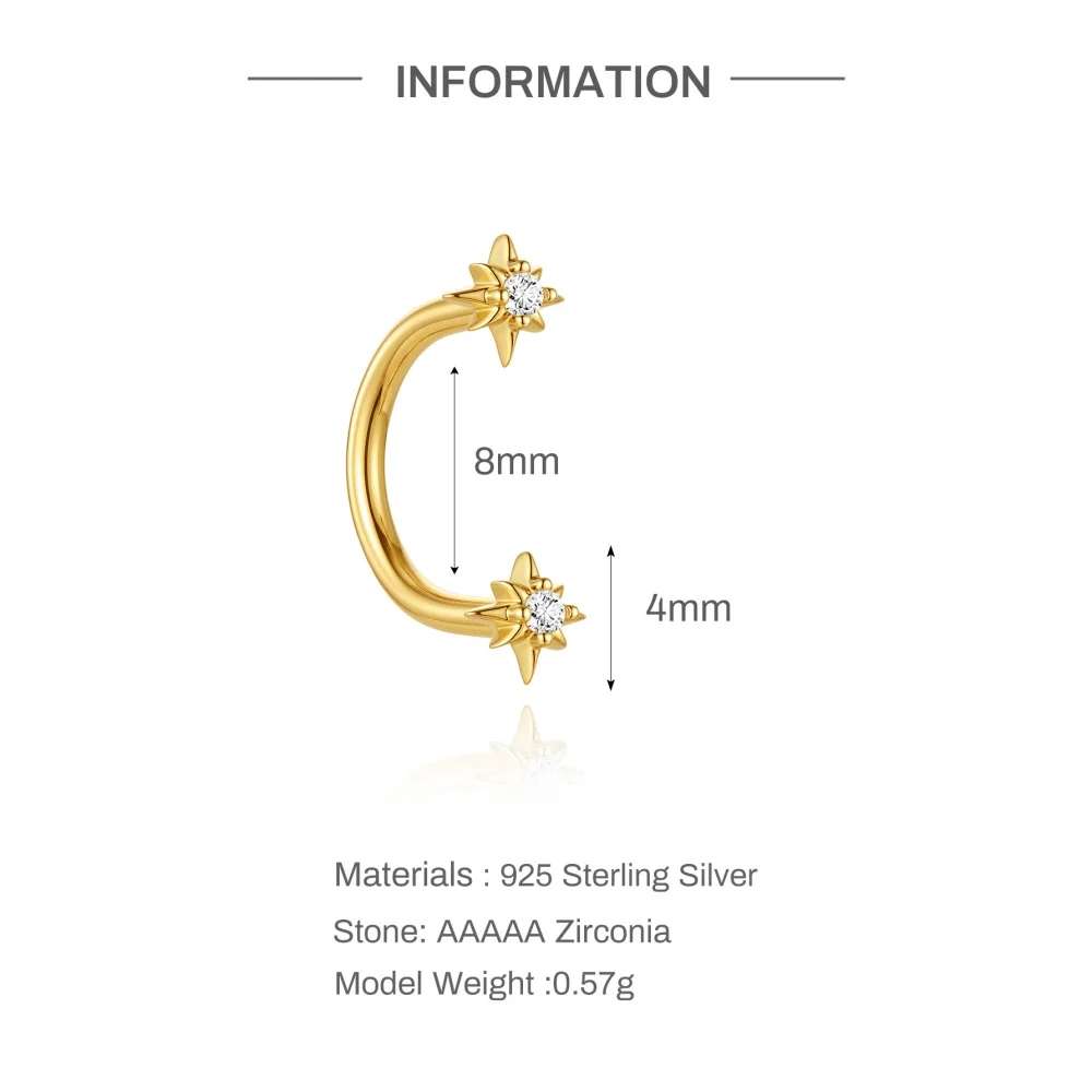 AIDE 925 Sterling Silber Pferdeaugen-Kronen U-förmige Ohrringe für Frauen Knorpelpiercing Ohrknochenring Nasenring Schmuck Geschenke – Detail 30