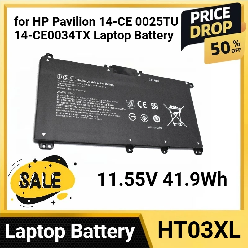 

HT03XL 11.55V 41.9Wh for HP Pavilion 14-CE 0025TU 14-CE0034TX Laptop Battery 14-CF 14-DF 15-CS 15-DA 15-DB 15-DW Series