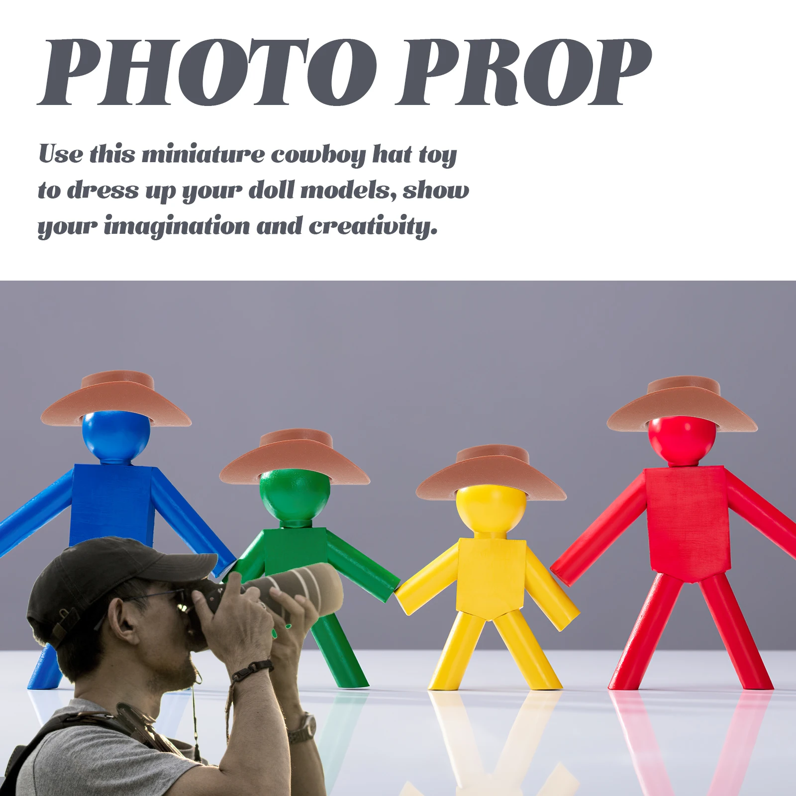 

20 Pcs Mini Cowboy Hat Costume Tiny for Boys Toppers Brown Plastic Hats Headwear Miss