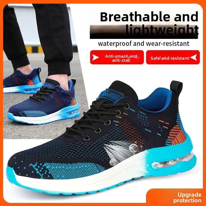 남성용 안전 신발 안티 펑크 작업 운동화 펑크 남성 작업 신발 호흡 남성 신발 경량 남성용 작업 신발36-46