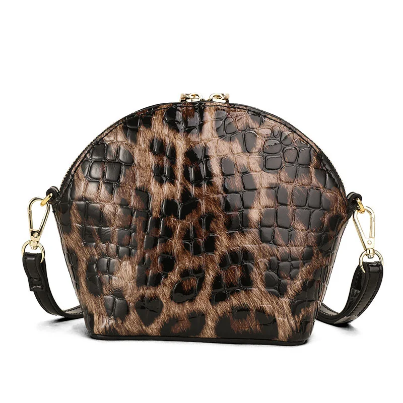 Borsa piccola in vera pelle da donna 2022 nuova borsa a conchiglia modello leopardo di alta qualità moda Versatile borsa da donna monospalla