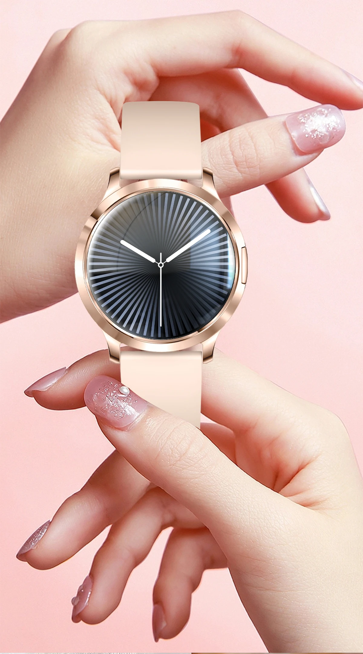 Neue Damen-Smartwatch, 1,32 Zoll, AMOLED, voller Touchscreen, Bluetooth-Anruf, Blutdruck, IP68, wasserdicht, NFC, 7,3 mm, ultradünnes Armband – Detail 22