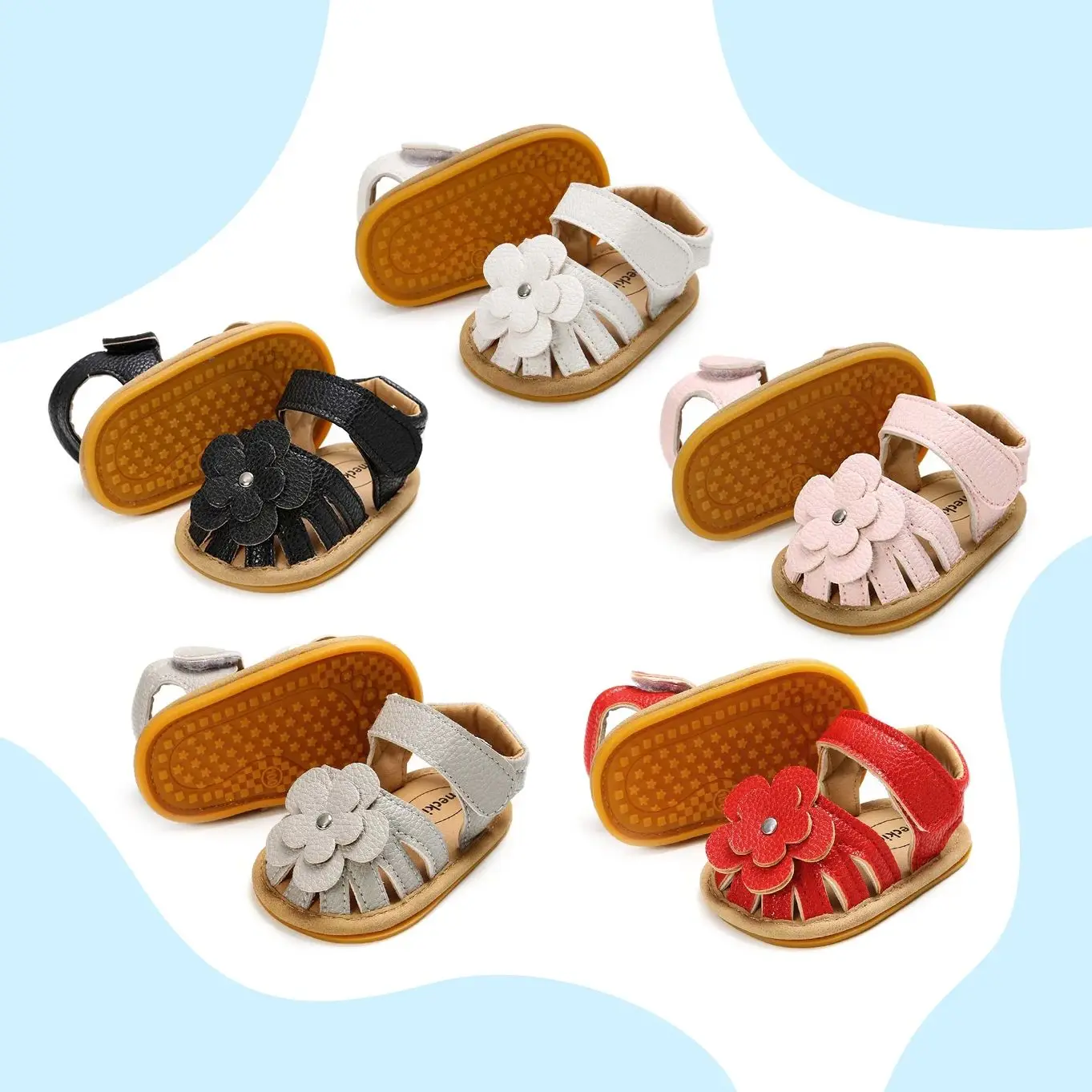 

KIDSUN сандалии для маленьких девочек и мальчиков, удобная летняя повседневная пляжная обувь для младенцев, нескользящая резиновая подошва, уличная обувь для первой прогулочной кроватки