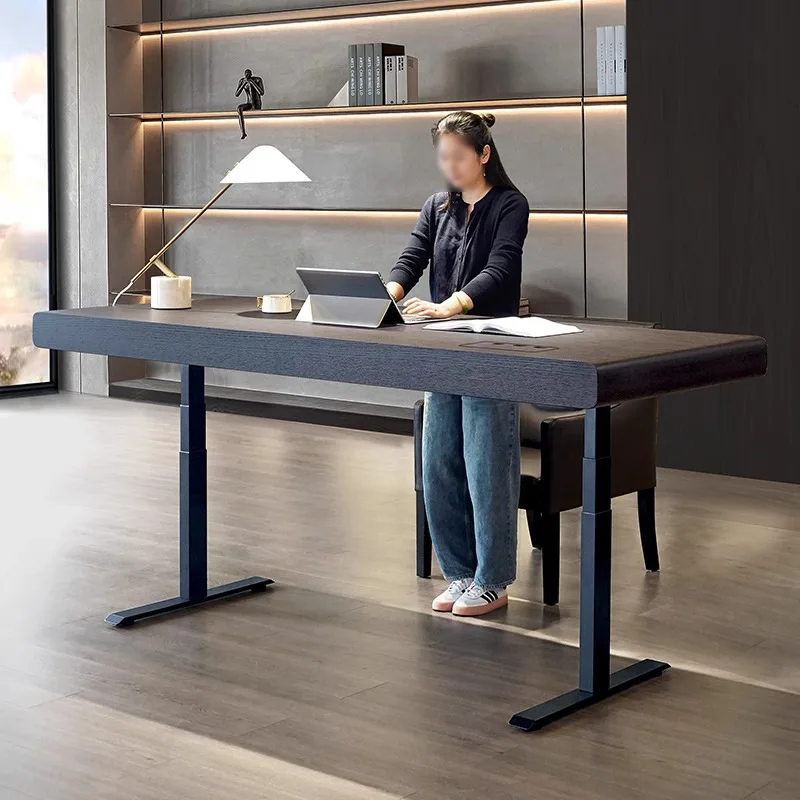 &Contemporary Simple Design Furniture Black Electric Lift Wooden Table Office Desk Electric Standing Desk for boss Room