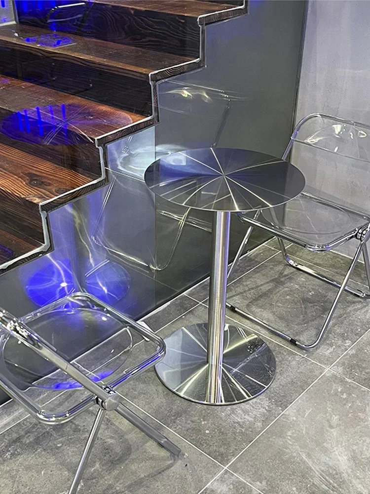 

Internet celebrity transparent acrylic external table and chair combination tavern dance training chair milk tea shop stainless
