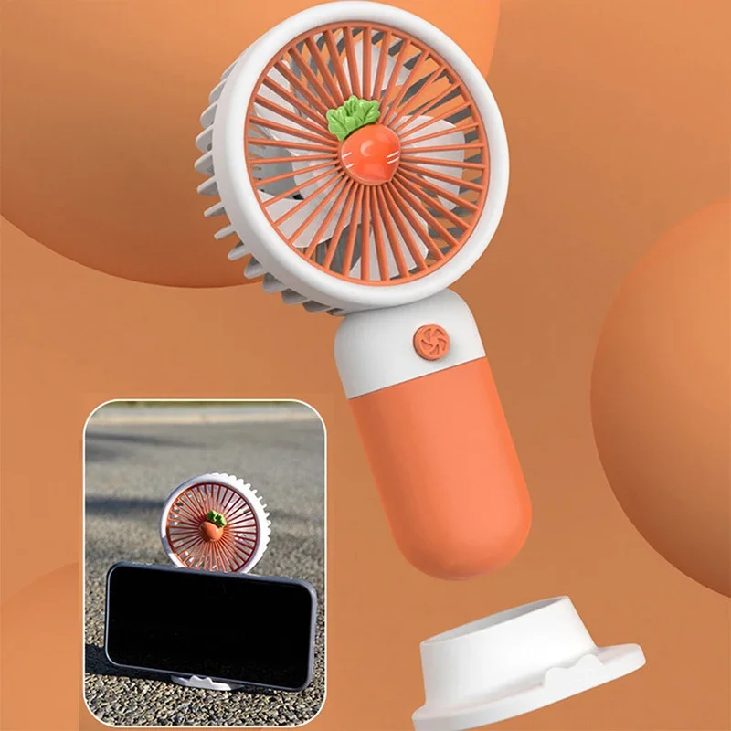 Ventilateur électrique USB de bureau portable, ventilateur de dessin animé mignon, fleur de fruit, support de téléphone paresseux, polyvalent, étudiant, été, déterminer petit