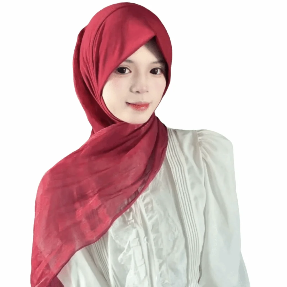 Premium Fabric Women Veil Headscarf Full Coverage Soft Texture Muslim Scarf Shawls Luxury Silk Like Integrated pullover scarf