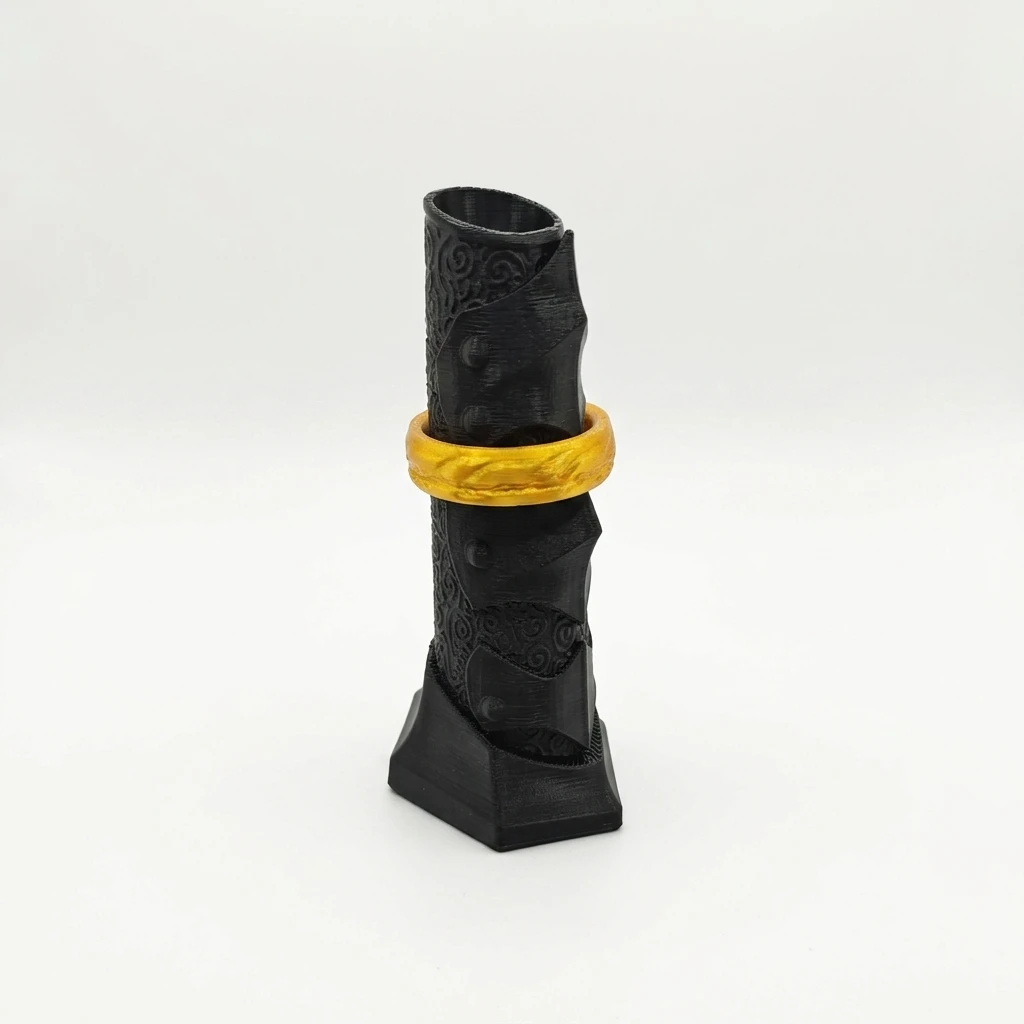 pen holder with a ring Unique Gothic Dark Knight Armored Finger Pen Holder with Gold tone Ring 3D Printed Desktop Organizer Nove