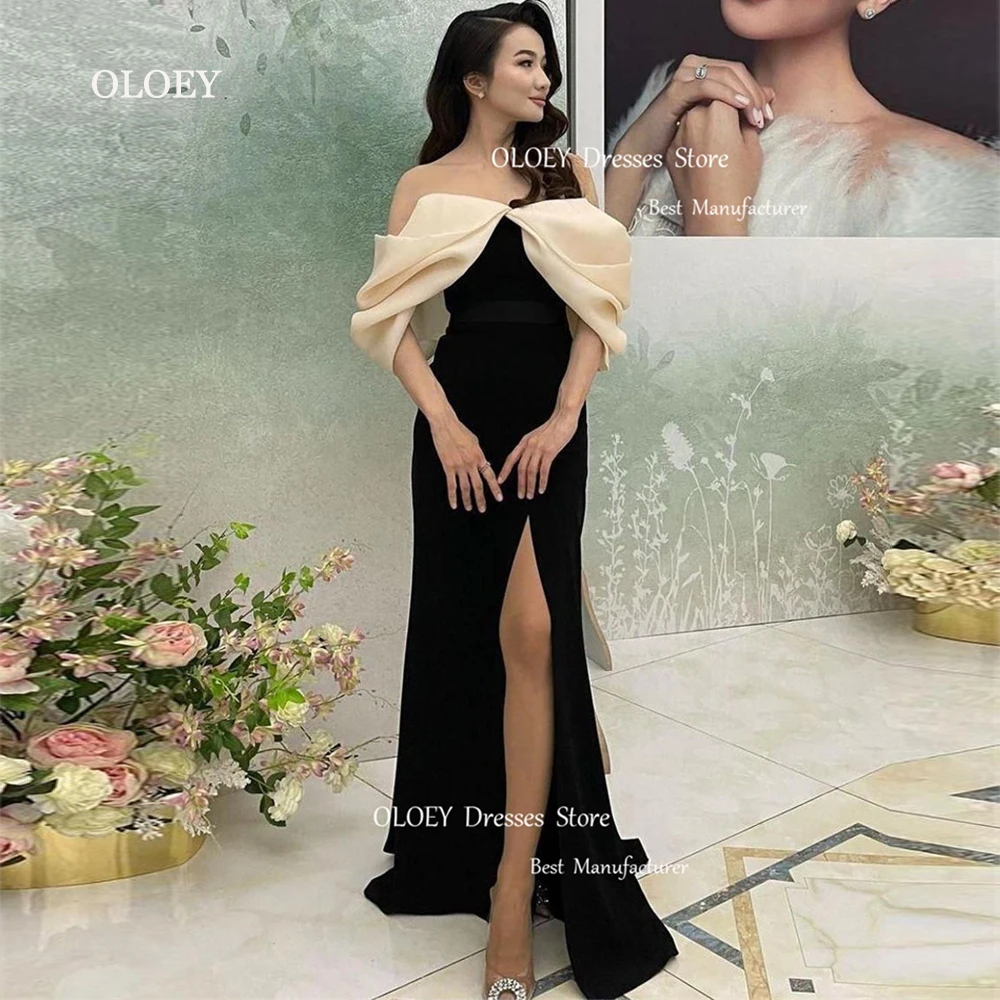 

OLOEY Elegant Satin Mermaid Evening Dresses Pleated Off The Shoulder Asymmetrical Party Prom Dress Custom Floor Length Zipper