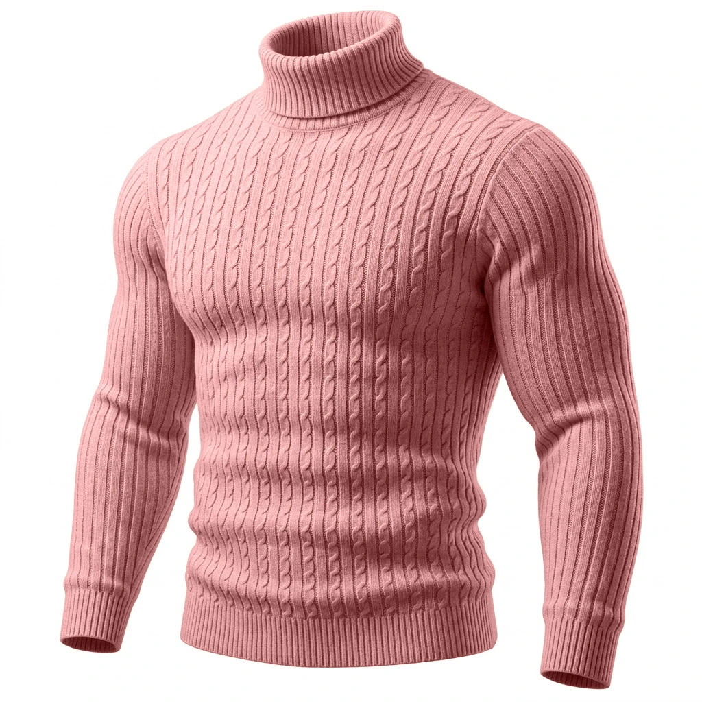 Herren Zopfmuster Rollkragenpullover Warmer Weicher Thermo-Pullover Winter Passform Langarm-Pullover für Kaltes Wetter Strickwaren – Detail 17