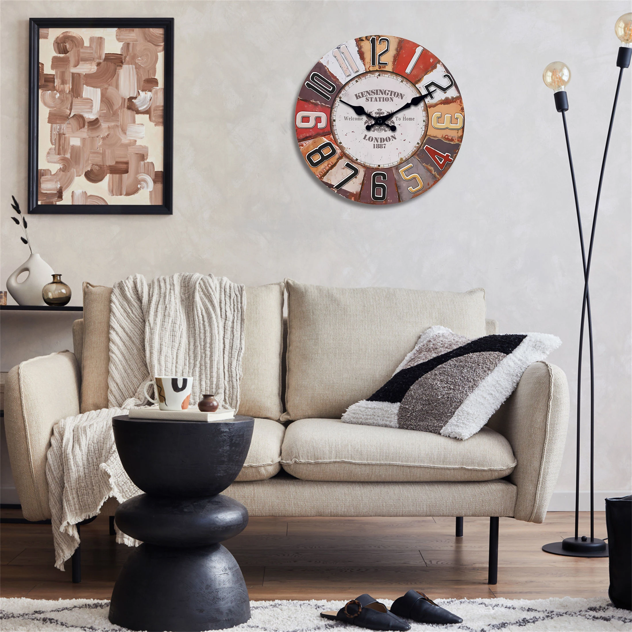 Retro Creative Wooden Wall Clock Living Room Bedroom Kitchen Home Decoration Wall Clock Silent Quartz Clock Holiday Gift 10 Inches 12 Inches 14inch 16inch (No Battery)
