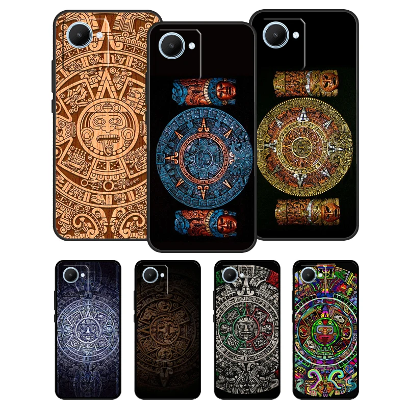 Mayan Calendar Wood Pattern Case For Realme 8i 8 Pro GT Neo 2 Master C31 C35 Back Cover For Realme Q3s C11 2021 C15 9 Coque