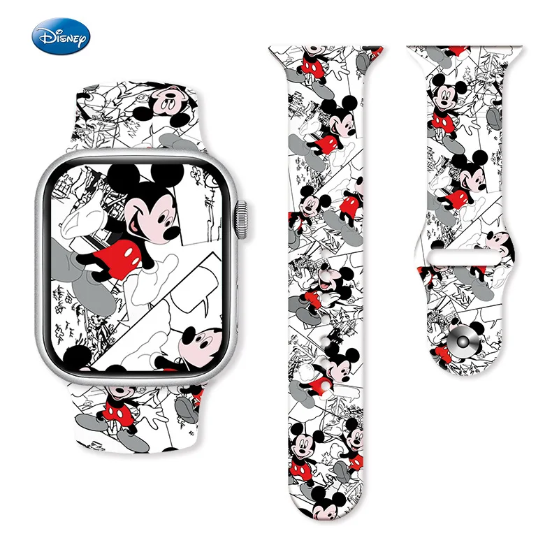 Disney Mickey Minnie Mouse Strap for Apple Watch Band 45mm 44mm 42mm 41mm 49mm Cartoon WatchBand for Iwatch Series Ultra 2 9 7