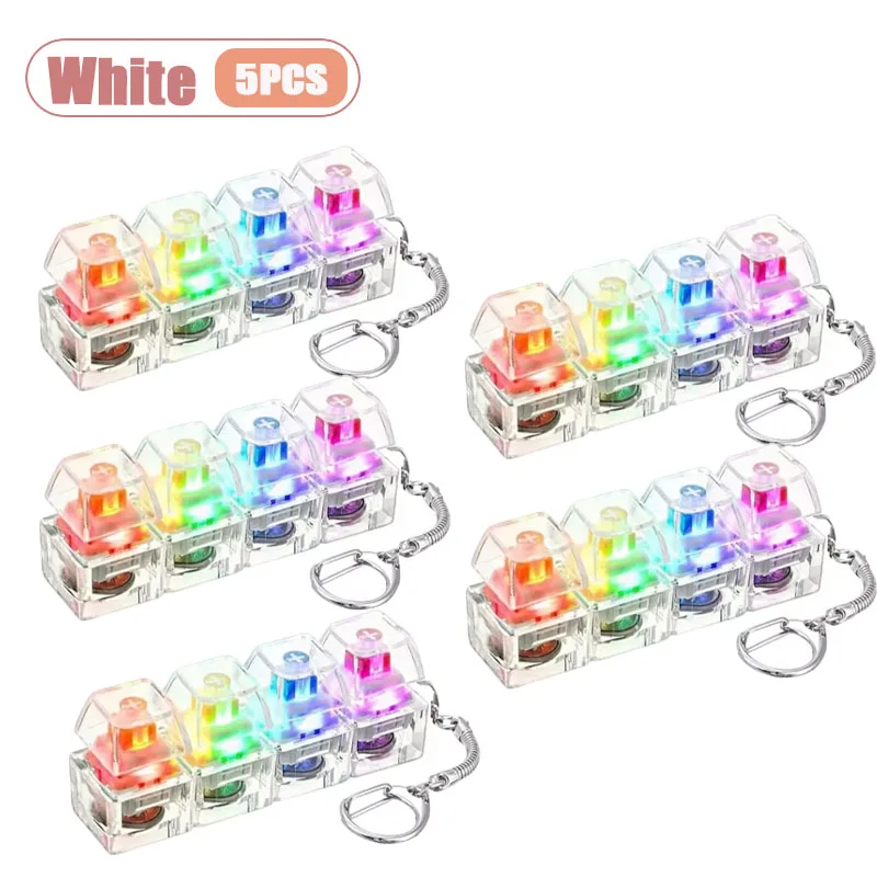 Mechanischer Tastatur-Schalter-Tester Schlüsselanhänger Fidget mit LED-Licht DIY Tastenkappen Stressabbau Clicker für Büro Schreibtisch Angstlinderung Geschenk