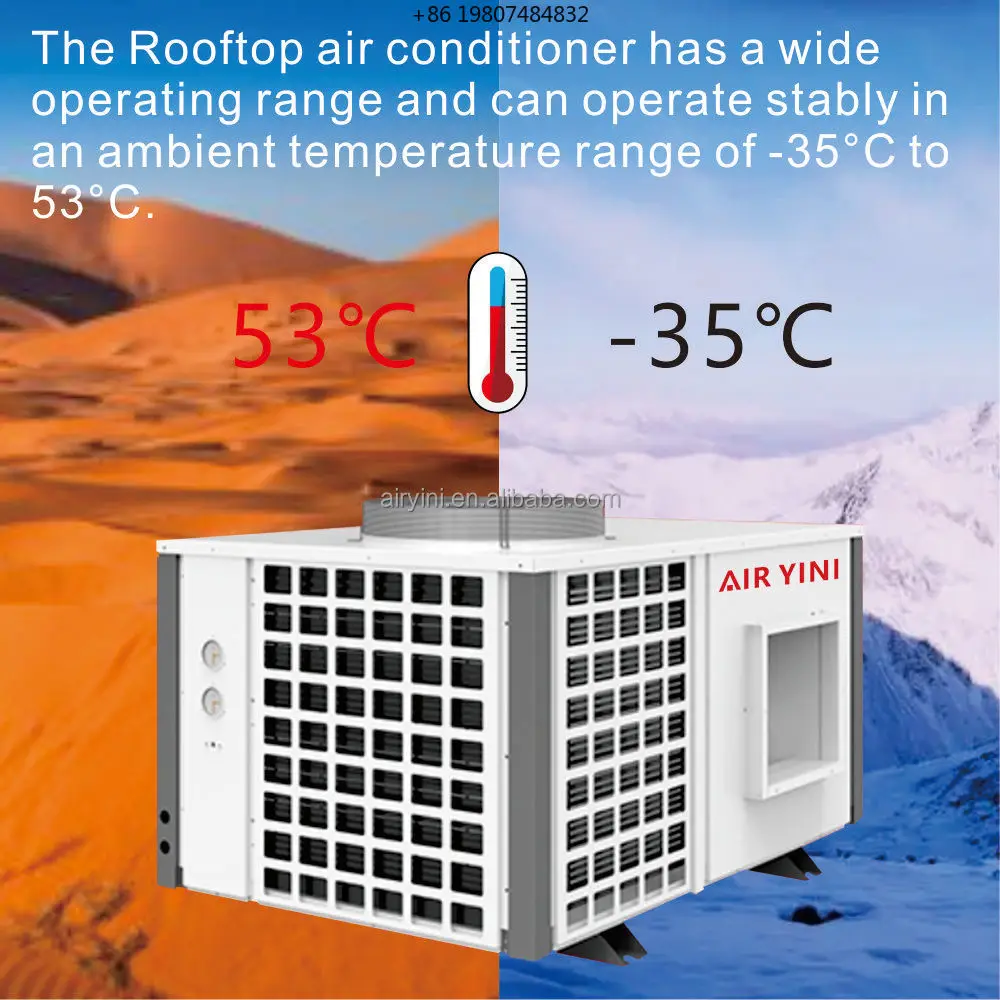 Heating Cooling 2tons 3tons Unit for +53℃ Hot Climate T3 Tropical Rooftop Air Conditioner Cooler Air to Air Inverter Heat Pump