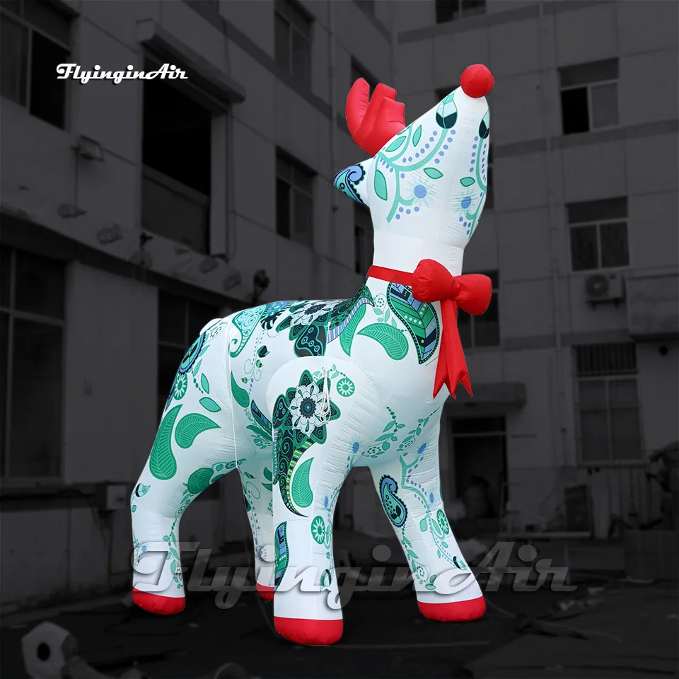 6m Outdoor Giant Inflatable Reindeer Christmas Cartoon Animal White Air Blow Up Rudolph For Winter Decoration