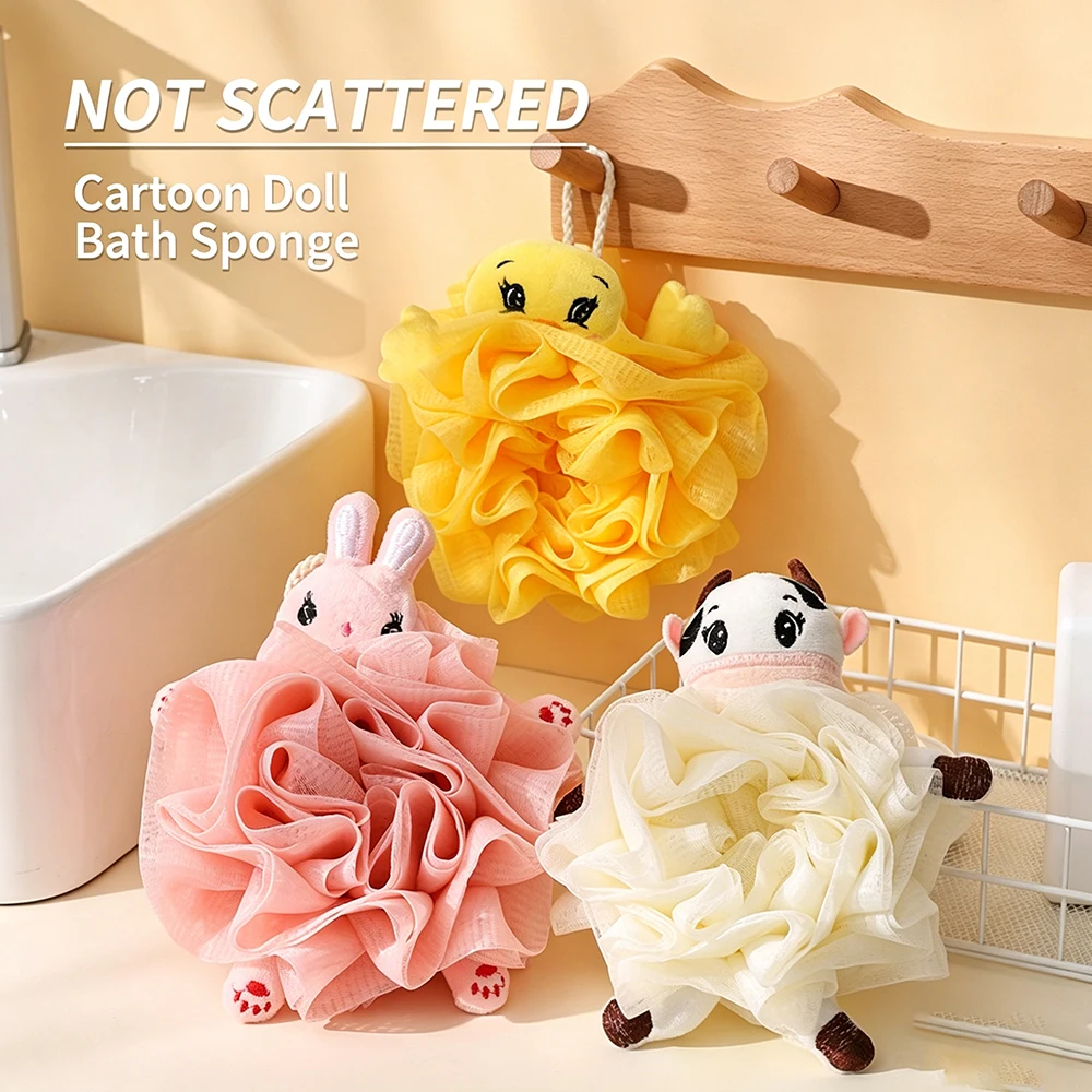 Baby Exfoliating Bath Sponge & Loofah Thick Hanging Design, Soft & Non-Shedding Bath Sponge, 2-In-1 Double-Sided Baby Bath Towel