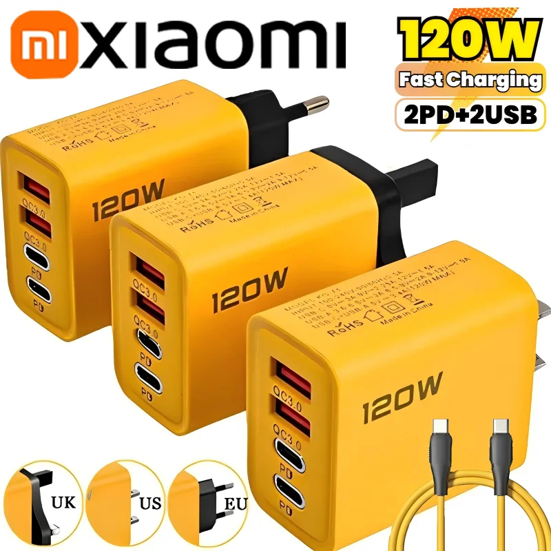 XIAOMI 120W Fast Fast Charger Type-C Quick Charge 3.0 USB Charger Adapter For iPhone Samsung Xiaomi PD USB Charger Fast Charging