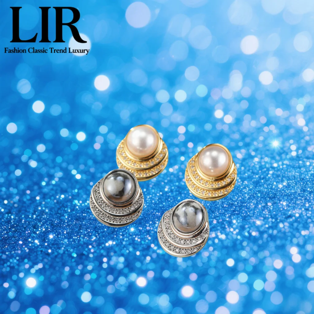 

LIR Women's Statement Pearl Earrings, Euro Style, Zircon Ceramic Retro, S925 Needle, Black/White Option, Gift Box, Free Ship
