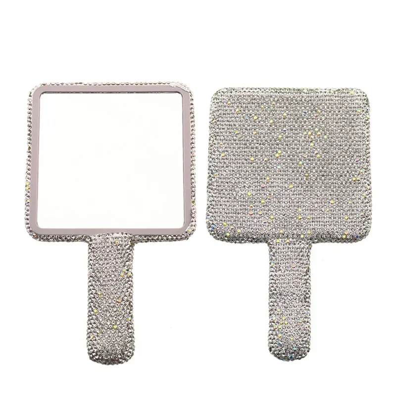 Diamant wimperverlenging draagbare make-upspiegel hartvorm make-up make-upspiegel met handvat handspiegel make-upspiegels