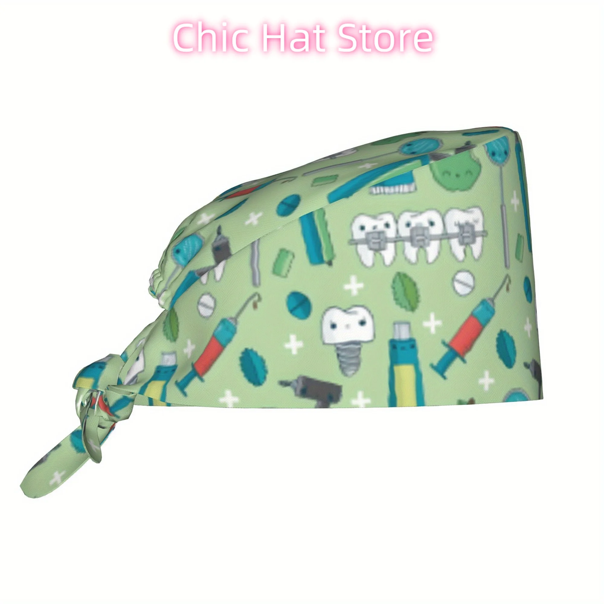 1pc of a Printed Nurse Cap, a Stylish Headscarf for Both Men And Women, Featuring a Lightweight Design with an Adjustable Back T