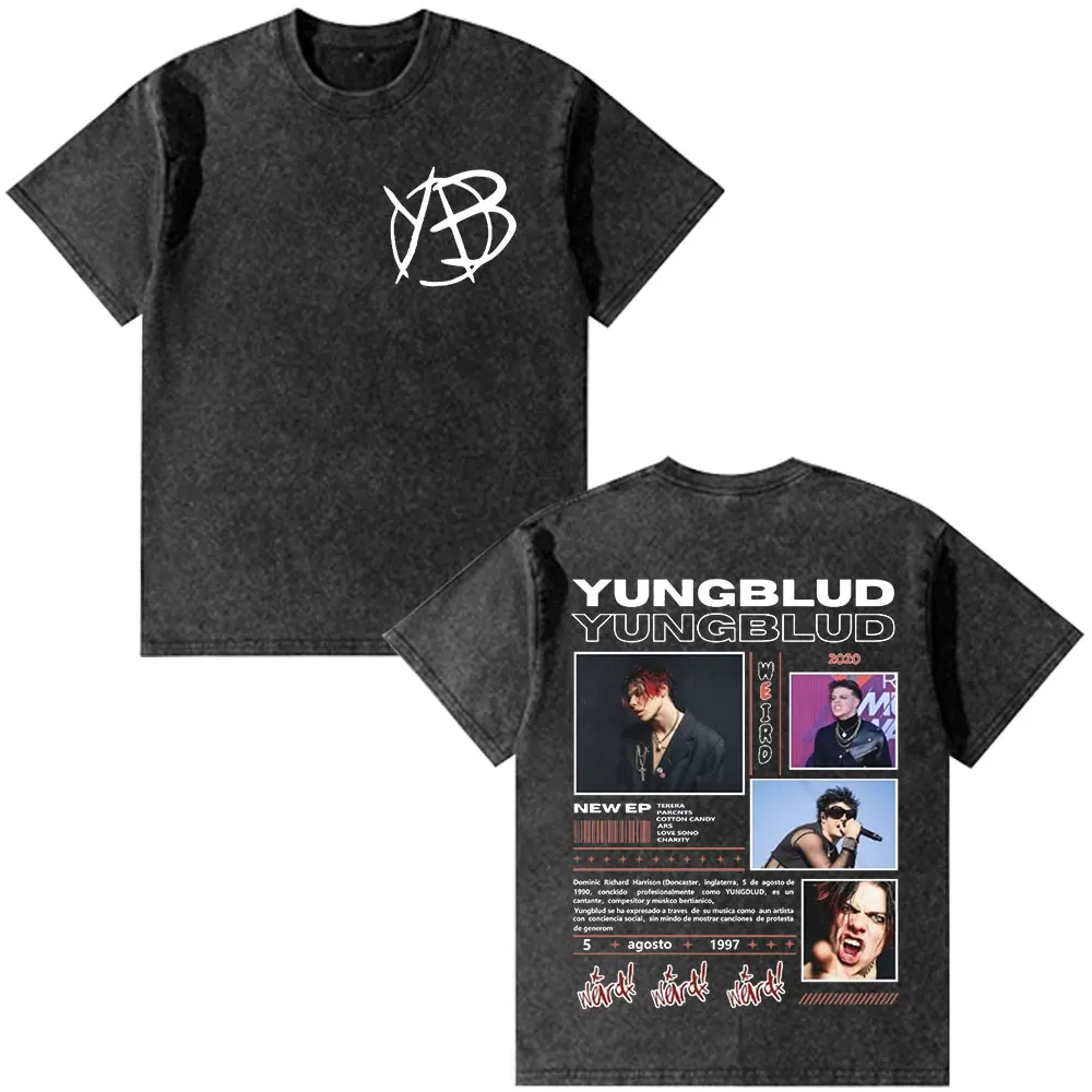 

Singer Yungblud Weird Vintage Washed T Shirt Men Women Fashion Hip Hop T-shirt Casual Cotton Short Sleeve Oversized T Shirts Top