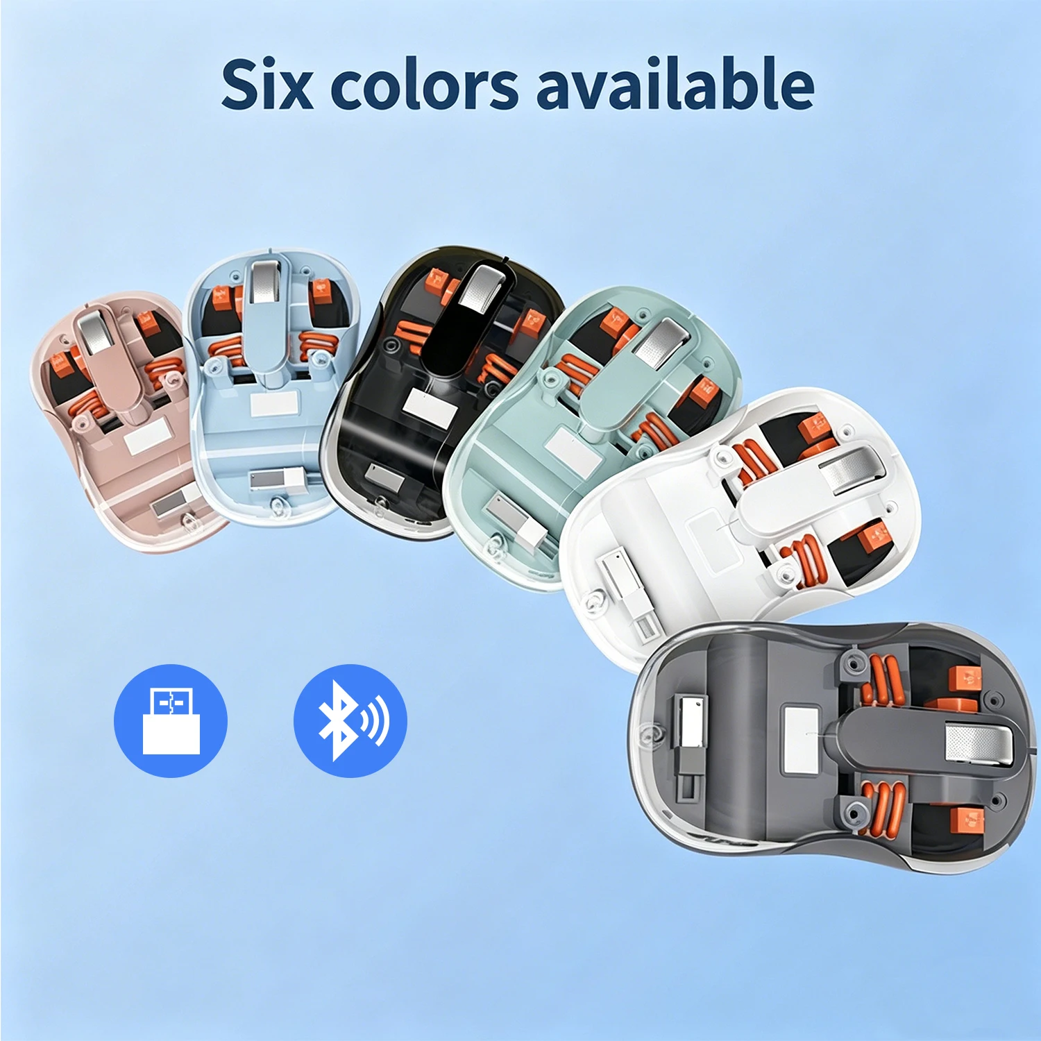 Magnetic Clear Shell Wireless Mouse Dual Connection Bluetooth 2.4G Silent Click 3 DPI Adjustable Rechargeable Computer Mouse