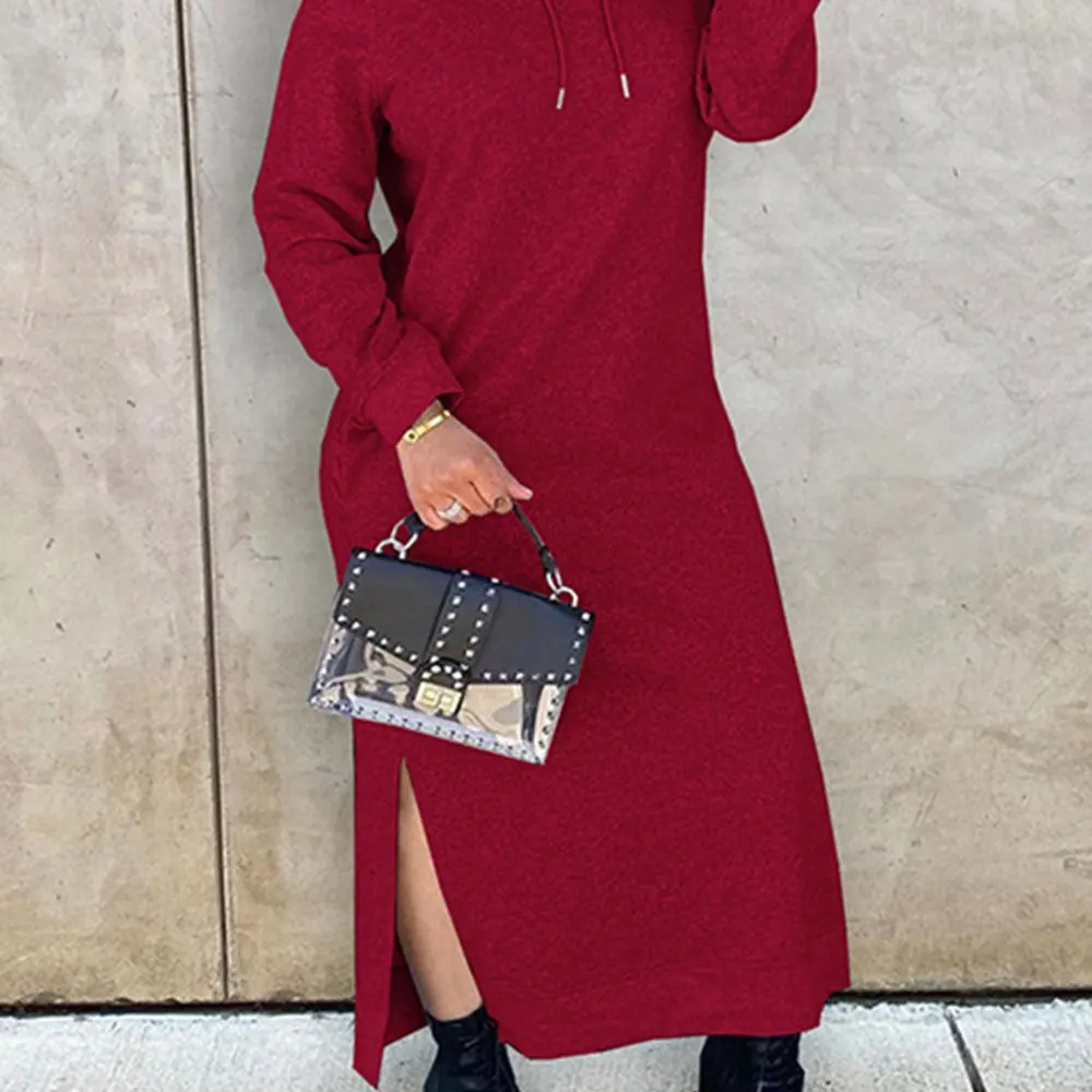 Casual Mid-Length A-Line Dress with Straight-Sleeve Round-Neck Design Body-Fitting Style Women's Fashion Clothing