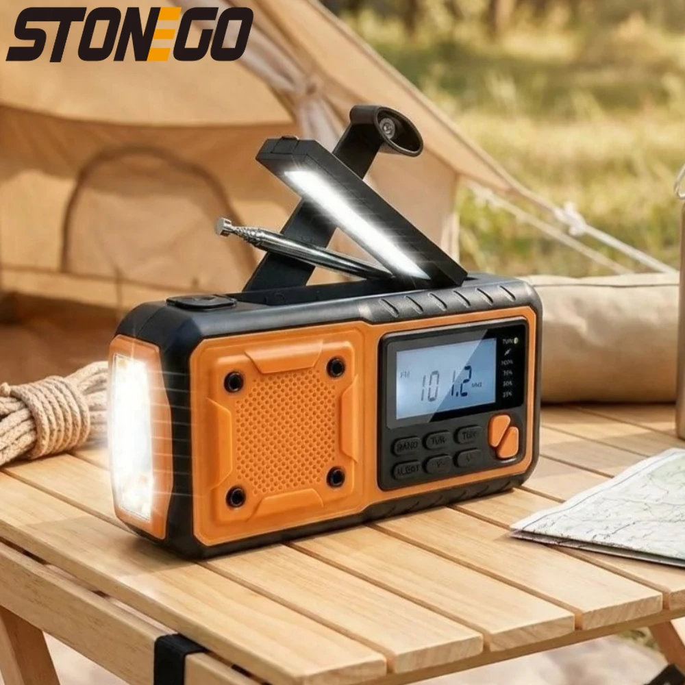 

Радиоприемник на солнечной энергии и с ручным приводом, 4000 мАч, AM/FM, с оповещением о погоде, светодиодным фонариком, внешним аккумулятором и зарядкой для телефона, портативный, для выживания на природе